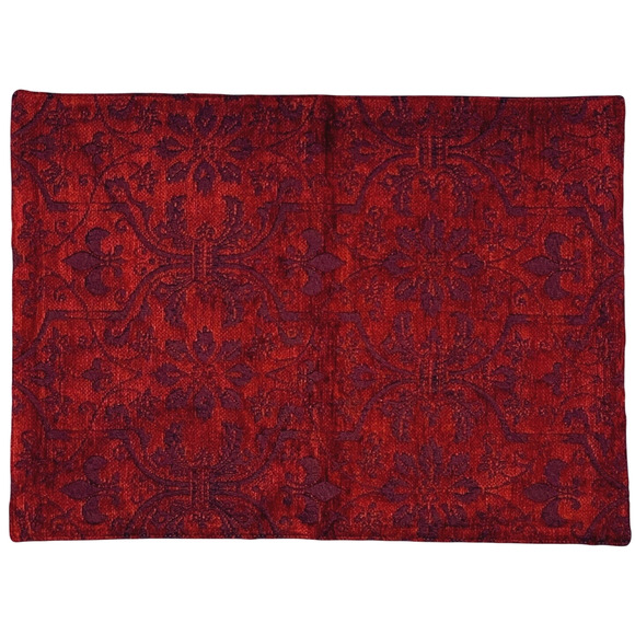 Cambridge Fleur de Lis Tapestry Placemats Toile Red Merlot 18x13" Set of 4 - Picture 5 of 5